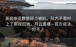 英超申花数据疑点被扒，队内矛盾对上了那段回放，开云直播—官方说法对不上