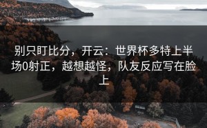 别只盯比分，开云：世界杯多特上半场0射正，越想越怪，队友反应写在脸上
