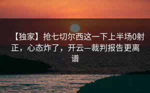 【独家】抢七切尔西这一下上半场0射正，心态炸了，开云—裁判报告更离谱