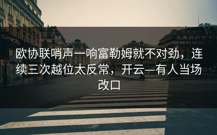 欧协联哨声一响富勒姆就不对劲，连续三次越位太反常，开云—有人当场改口