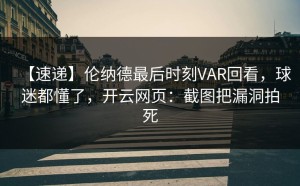 【速递】伦纳德最后时刻VAR回看，球迷都懂了，开云网页：截图把漏洞拍死