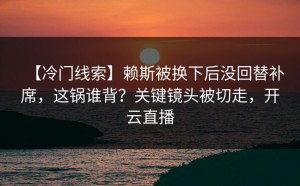 【冷门线索】赖斯被换下后没回替补席，这锅谁背？关键镜头被切走，开云直播