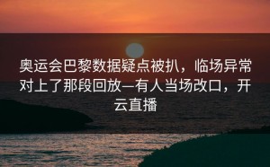 奥运会巴黎数据疑点被扒，临场异常对上了那段回放—有人当场改口，开云直播