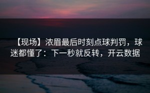 【现场】浓眉最后时刻点球判罚，球迷都懂了：下一秒就反转，开云数据